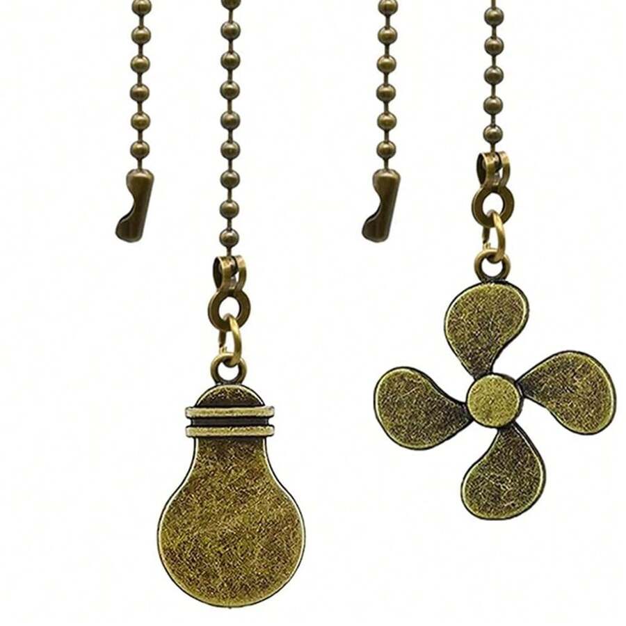 1 Set Ceiling Fan Pull Chain, Bulb And Fan Pattern Pull Chain Extension Fan Pull Chain Pendant 12 Inch Ceiling Fan Chain Extender With Ball Fan Chains Connector