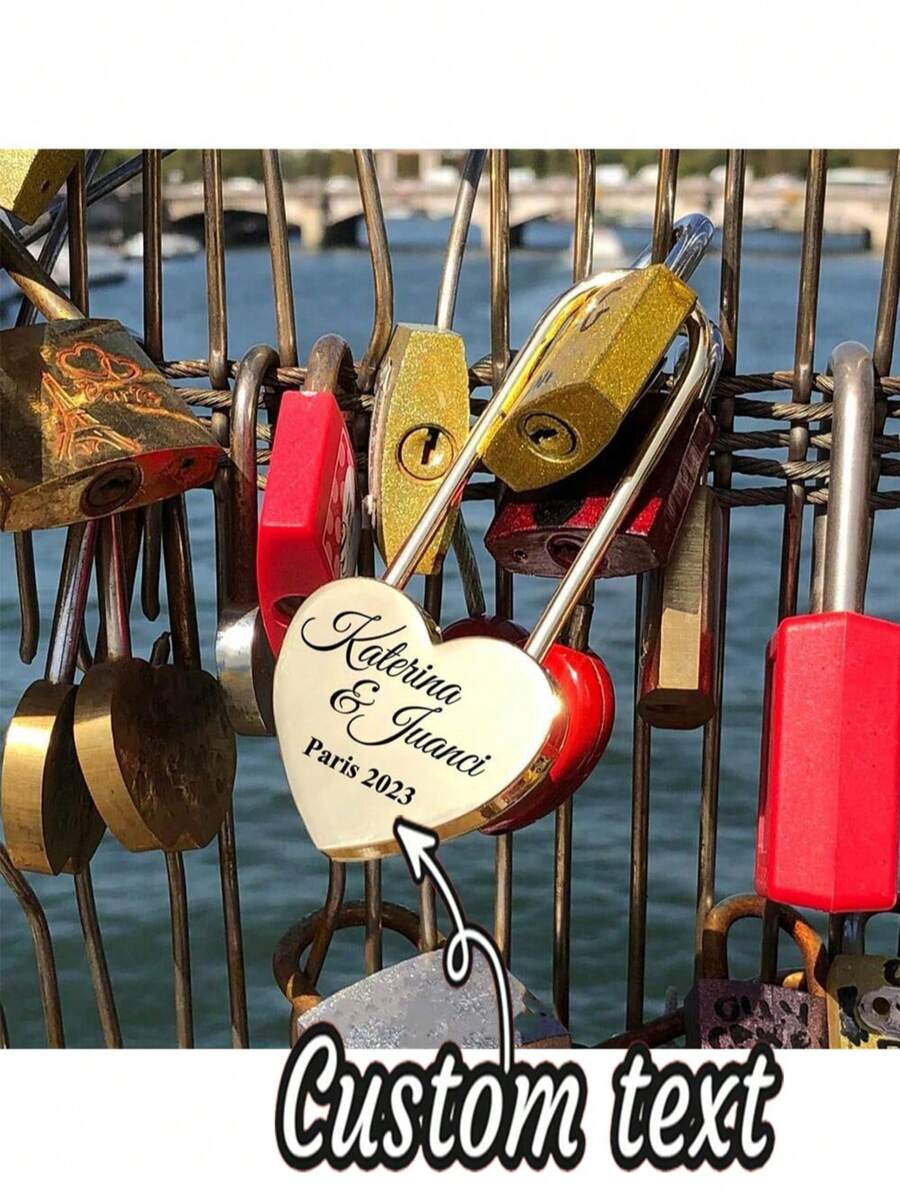 Custom Engraved Heart Key, Personalized Love Padlock, Engagement Lock, Metal Heart Lock With Key, Wedding Commemoration, Valentine's Day