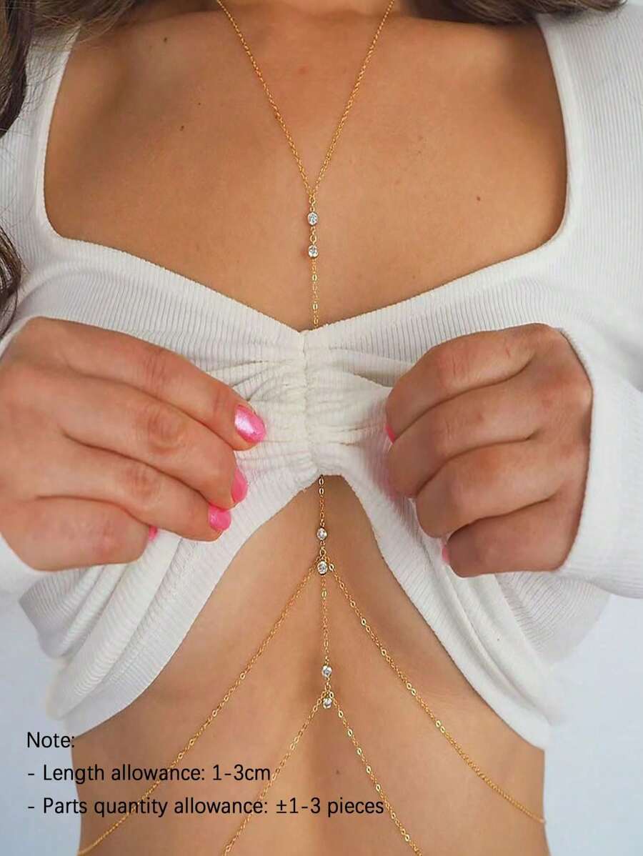 1pc Sparkling Fashion Sexy Metal Body Chain, Elegant Versatile For Party, Beach, Daily, Holiday, Gift (Handmade With 1-3cm Tolerance)