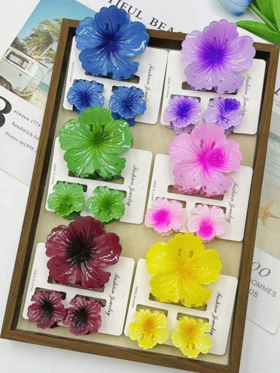 3pcs/6pcs/18pcs Colorful Broccoli Claw Clips, 8cm And 4cm Assorted Hair Claw, Suitable For Women's Daily Life, Makeup, Leisure, Party, Matching Clothes, Commuting, Beach Vacation, Photography - Hairstyle Design, Hair Accessories. Best Choice For Birthday, Graduation, Wedding Season, Anniversary And All Holiday Gifts.