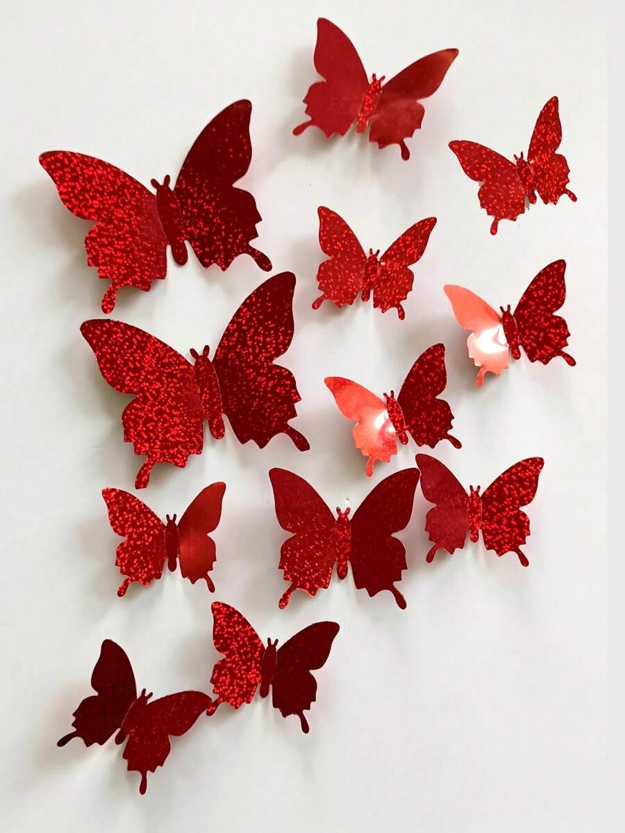 12 Stück 3D Schmetterling Aufkleber, Wanddekoration für Wohnzimmer und Schlafzimmer, Aufkleber, Wandtattoo, Vinyl Aufkleber für Heimdekoration, Frühlingsdekorationsgegenstände um Ihr Zuhause aufzufrischen, Festdekoration Aufkleber Geschenke Geburtstag Abschluss, Party Zubehör, Wanddekoration, Aufkleber, Wandaufkleber, Raumdekoration, Heimdekoration