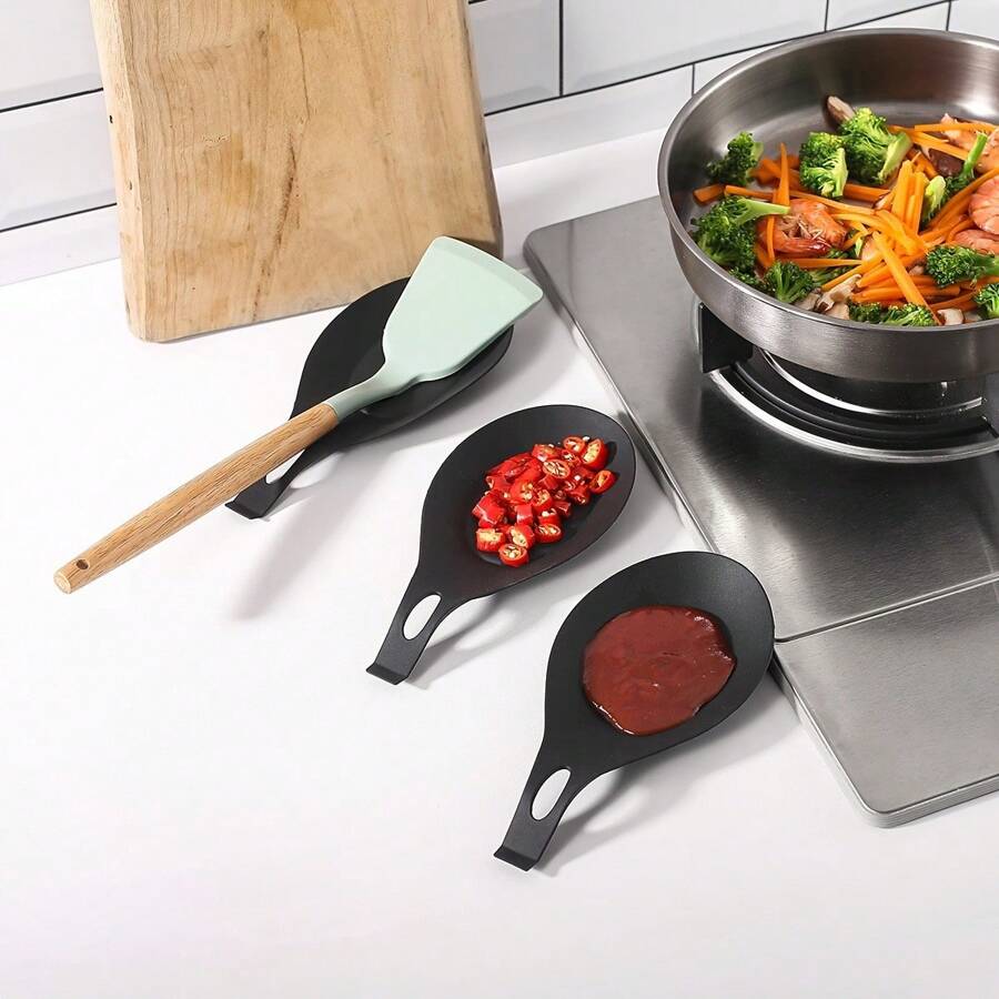 2pcs Multi-Function Simple Spoon Holder, Heat Resistant And Easy To Clean
