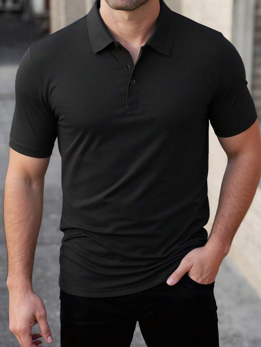 Men's Casual POLO Shirt, Lustrous Fabric, Versatile Everyday Wear, Breathable & Quick Dry Top For Spring/Summer