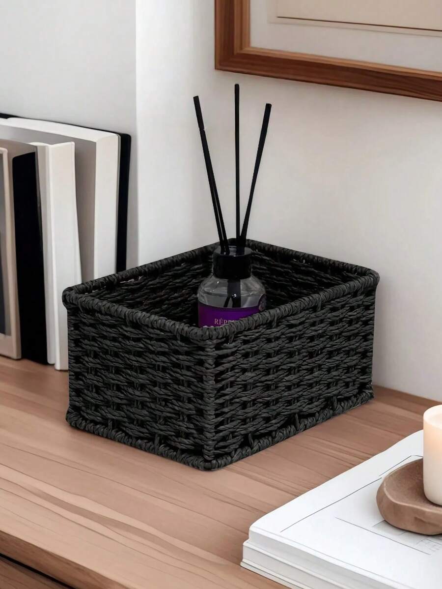 1pc/3pcs Storage Baskets, Entrance Table Desktop Organizer Box For Snacks, Cosmetics, Home Vintage Woven Baskets