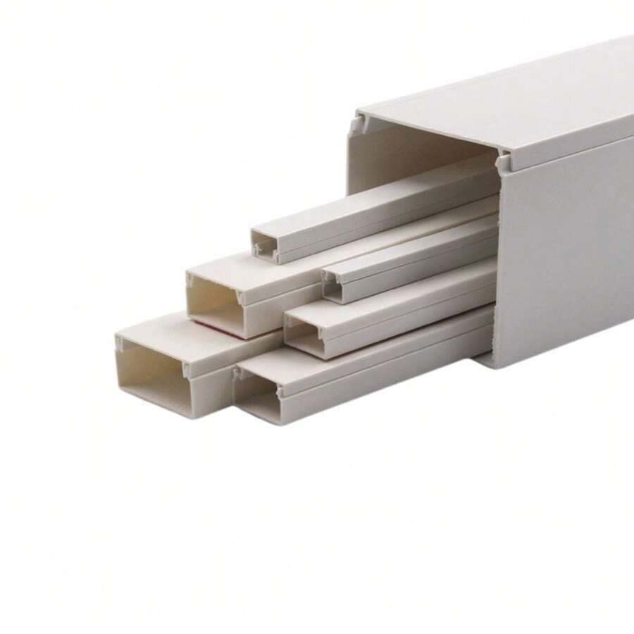 1 pezzo di condotto per cavi con supporto adesivo, protezione per cavi, condotto per cavi con supporto adesivo, condotto per cavi quadrato isolato, installazione in superficie, condotto per cavi in plastica bianca, cablaggio a parete, condotto per cavi in PVC ignifugo.