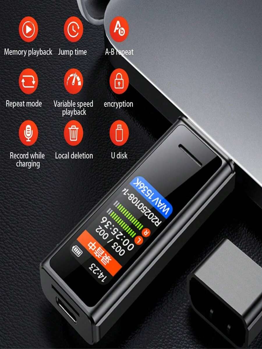 YAIUZGOO Digital Voice Recorder 256GB USB Voice Control Voice Recorder Small Portable Voice Recorder Large Screen Digital Voice Recorder Suitable For Meetings, Interviews, Classrooms (Without Memory Card)