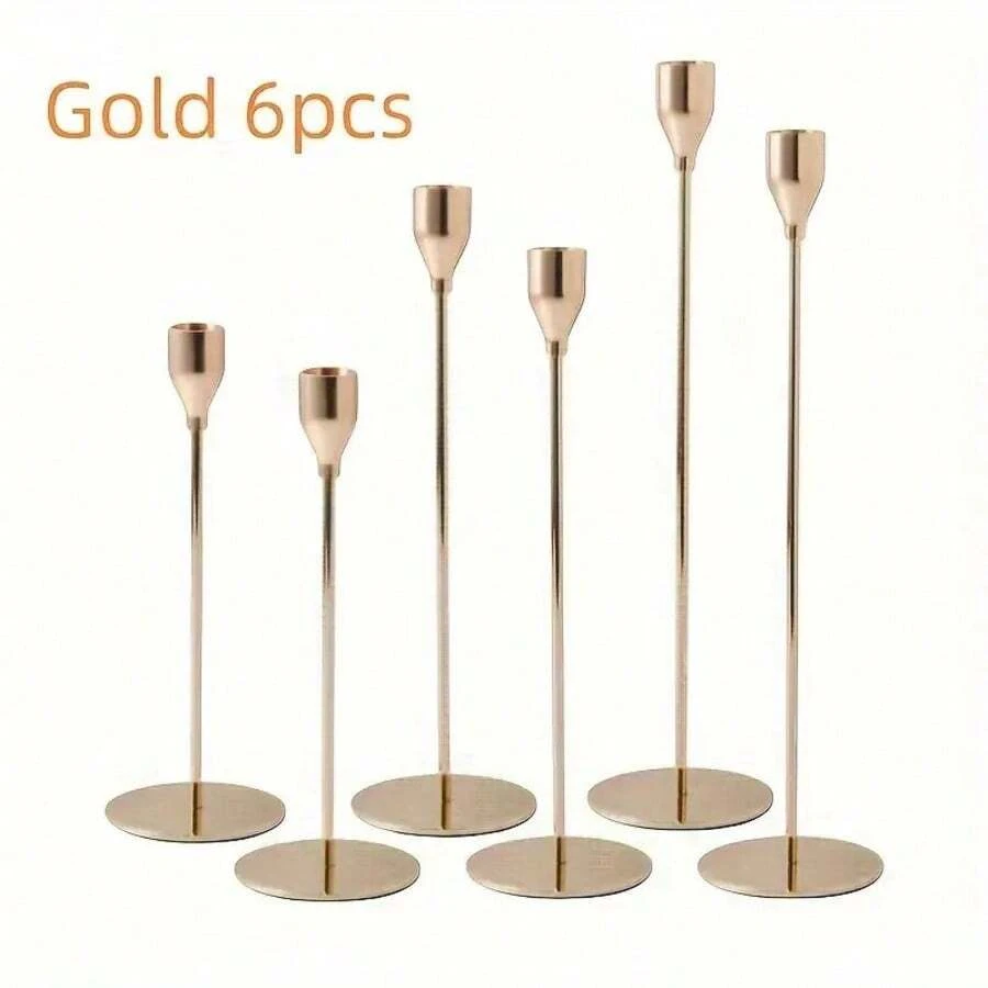Eleganter Kerzenhalter, luxuriöser goldener Metallkerzenhalter, Dekoration für Zuhause/Hochzeit/romantisches Abendessen, Raumdekoration, Heimdekoration, Geschenk, Feiertags-Dekoration (Kerzen nicht enthalten)