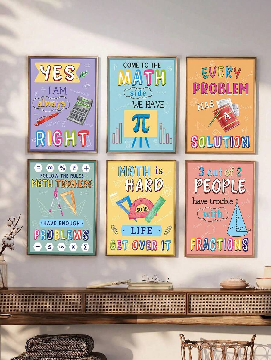 1pc Math Wall Art Prints Mathematical Elements Canvas Wall Art Geometric Math Posters For Classroom Inspiration Saying Math Art Poster For Middle School Classroom Study Room Decor Unframed