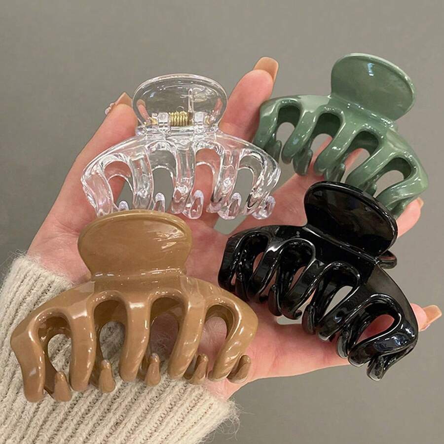 4 Stücke/1 Stück glänzende Gelee Farbe mittelgroße 6 cm leichte Kunststoff Haar Clips in Krallen-Form, modische vielseitige hochwertige elegante Haarschmuck für Frauen, Haarklammern, Haarspangen, Haarklemmen, Haargreifer