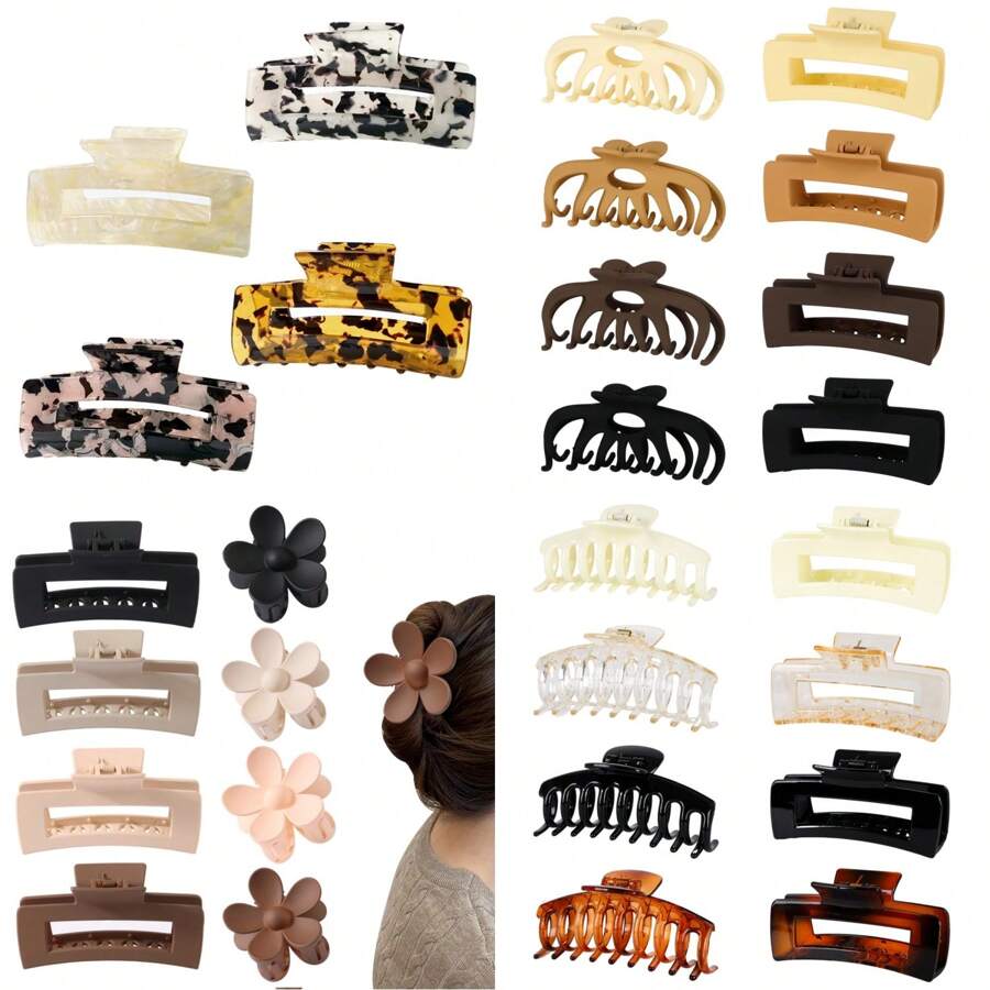 Matte Non-Slip Hair Claw Clips (1/4/8PCS) - Salon-Grade Strong Hold Clips For All Hair Types, Thick/Thin/Curly/Wavy Hair - Snap-Resistant Jaw Clips For Women & Girls, Perfect For Workouts & Daily Use