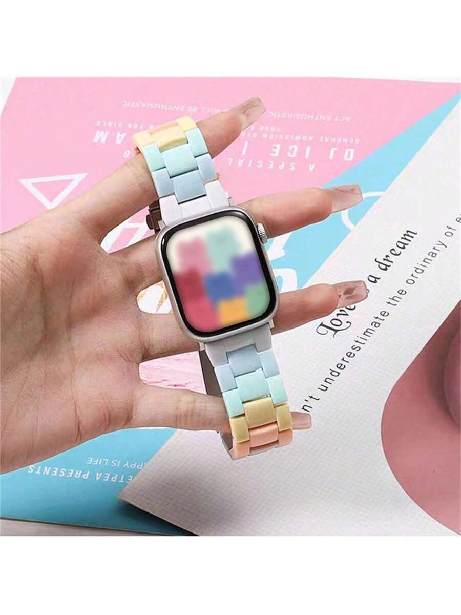 Pulseira de resina Apple 1 peça compatível com pulseira 40 mm 49 mm 44 mm 46 mm 45 mm 41 mm 42 mm 38 mm Pulseira compatível com relógio série Ultra SE 10 9 8 7 6 5 4 3 2 1 Acessórios adequados para meninas e mulheres Atividades de lazer Compatível com pulseiras Apple WatchBands