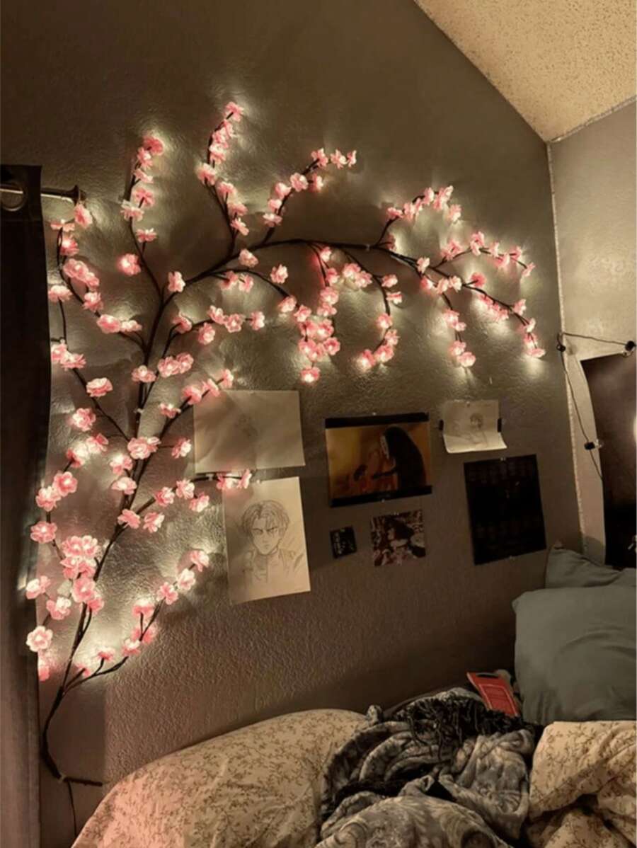 1pc Cherry Blossom Branch Light,USB Powered Push Button Control 8 Modes,Suitable For Spring And Summer Indoor And Outdoor,Wedding Decoration,Party Atmosphere Lights, Valentine's Day, Christmas Gifts Birthday Graduation
