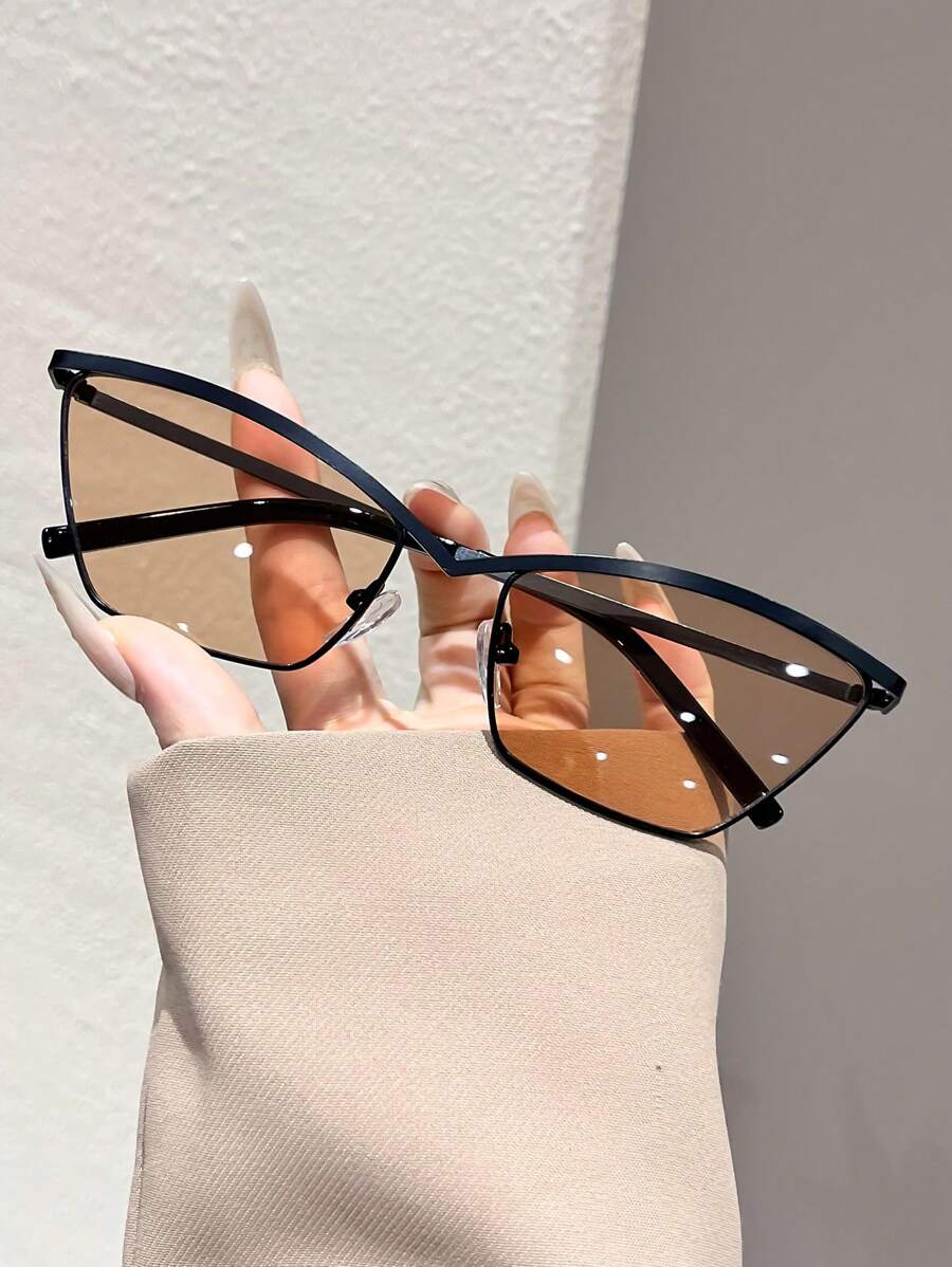 1 Paar Damen Metallrahmen Modebrille, modischer Strandaccessoire Preppy Stil für Schulanfang Katzenauge Form