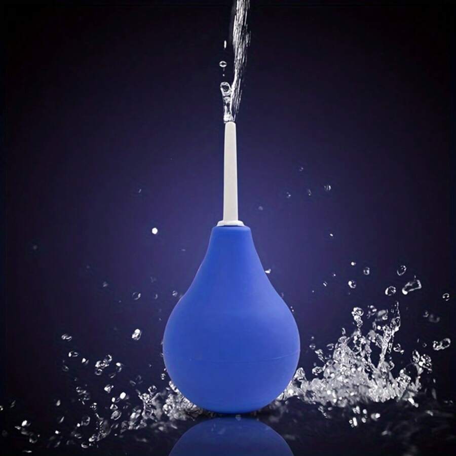Sex Toys, Blue Teardrop-Shaped Anal Douche Featuring Ergonomic Grip-And-Squeeze Design, 160ml Long Nozzle, Odorless, Material For BDSM And Anal-Rectal Cleansing Care.