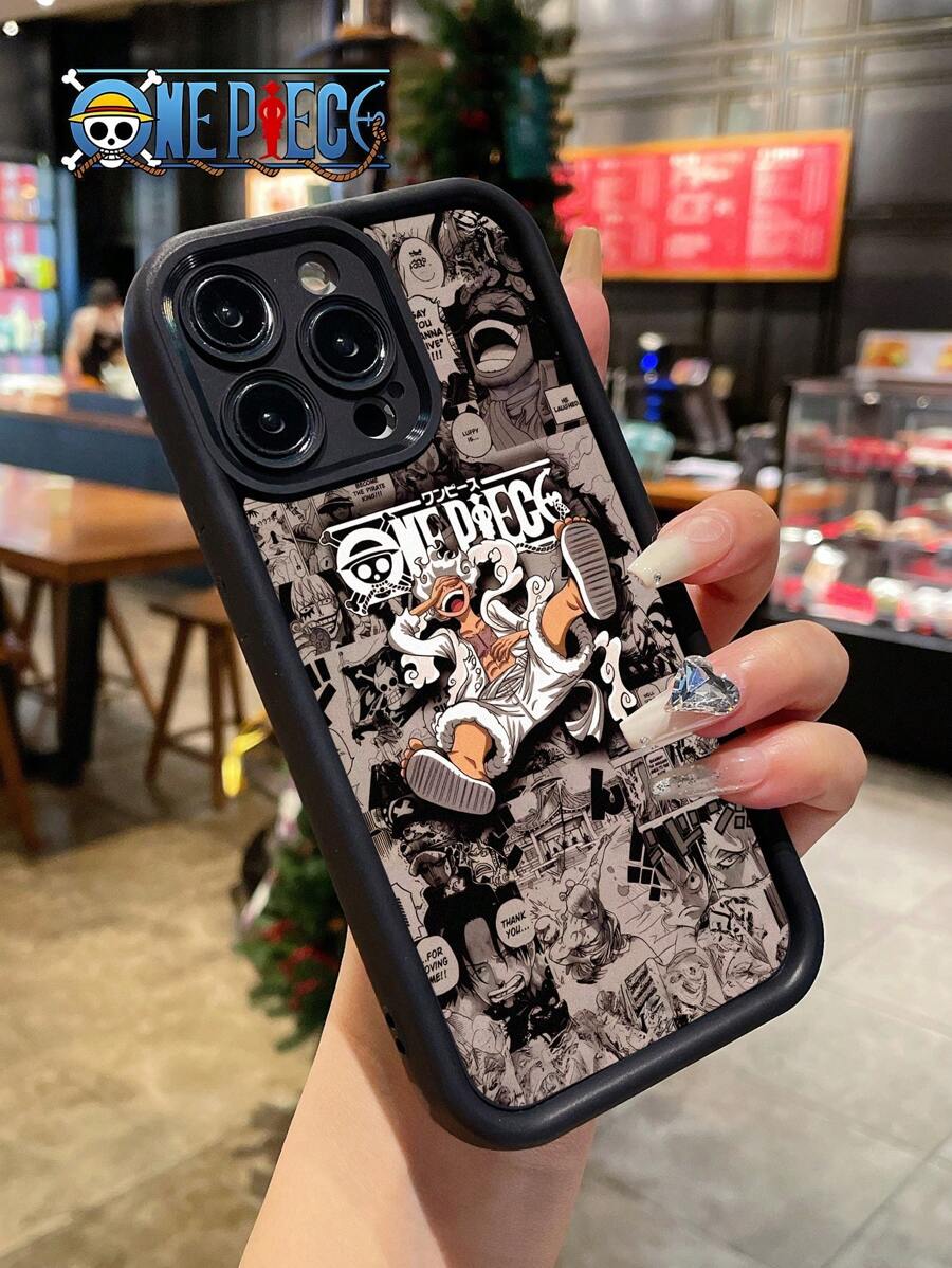ONE PIECE ONE PIECE Manga Collage Phone Case: Collector's Item For Die-Hard Fans, "Straw Hat Pirates" Anime Graphic Black Lens Protection Phone Case Compatible With IPhone