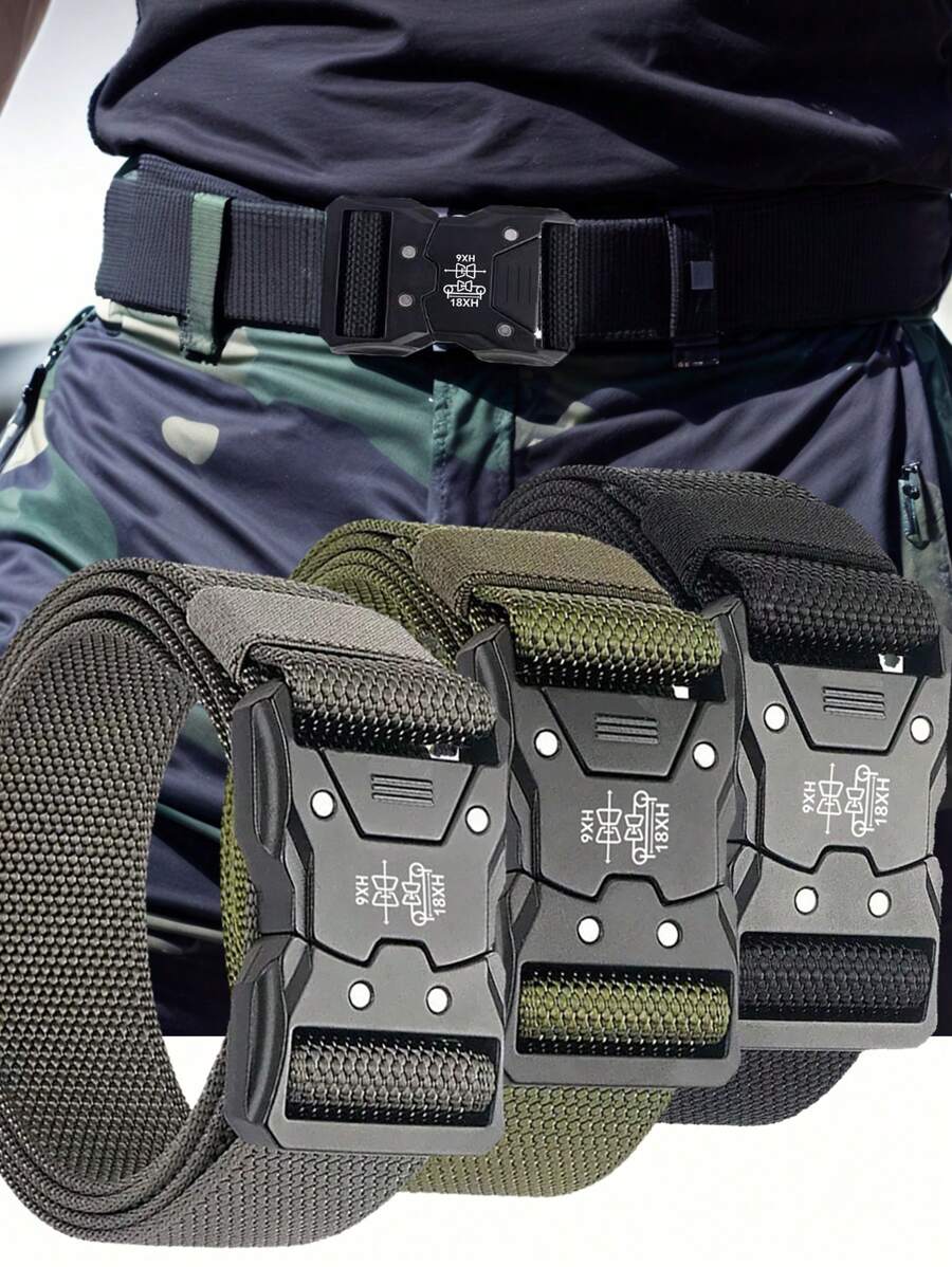3 Stücke neuer Schnellverschluss Nylon Taktischer Gürtel für Trainingsshorts, Outdoor-Training und lässige Herrengürtel