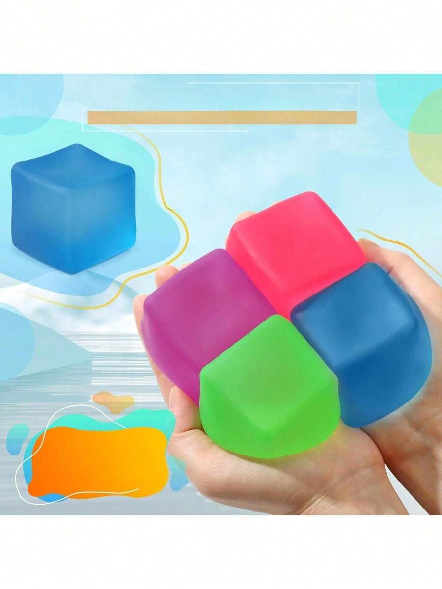 1/2/3/4 piezas Cubos blandos cuadrados con elevación lenta de azúcar de malta como pelotas anti-estrés para adultos, juguetes de fidget suaves para relajarse y tranquilizarse - con forma cuadrada rellena