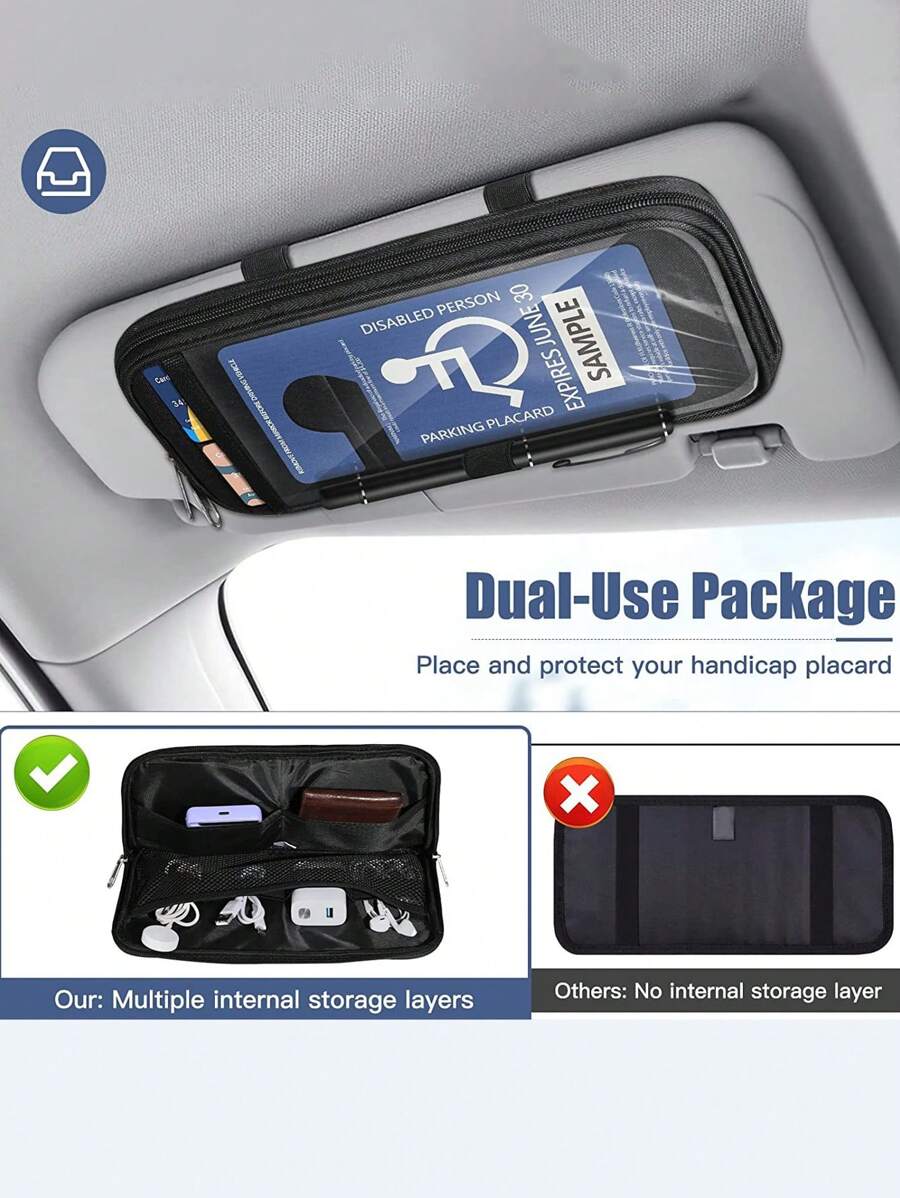 Disabled Person Supplies Car Car Sun Visor Storage Clip Storage Bag Car Storage Clip Sun Visor Storage, Car Signs Intimate Design And Eye-Catching, Auto Parts, Car Interior Accessories,