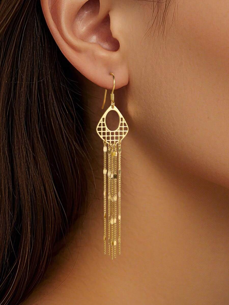 1Pair Minimalist 925 Sterling Silver Long Tassel Chain Hook Earrings Suitable For Women Daily Decor,Party Wear Fine Jewelry