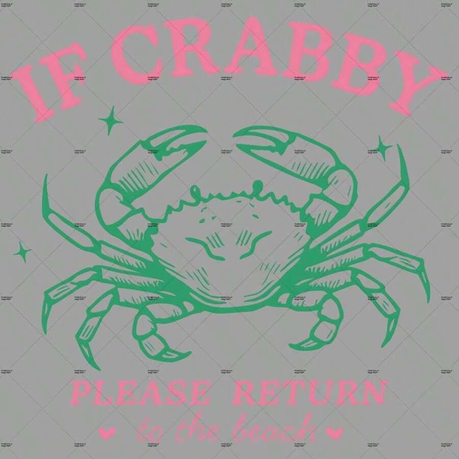 1pc/2pcs/3pcs Funny Summer Retro Beach Crab Patches Pattern Iron On Transfer Stickers For T-Shirts Sweatshirts Jeans Bag Clothing Accessories Masks Jeans And Backpacks Hats Pillows - Washable And Long-Lasting