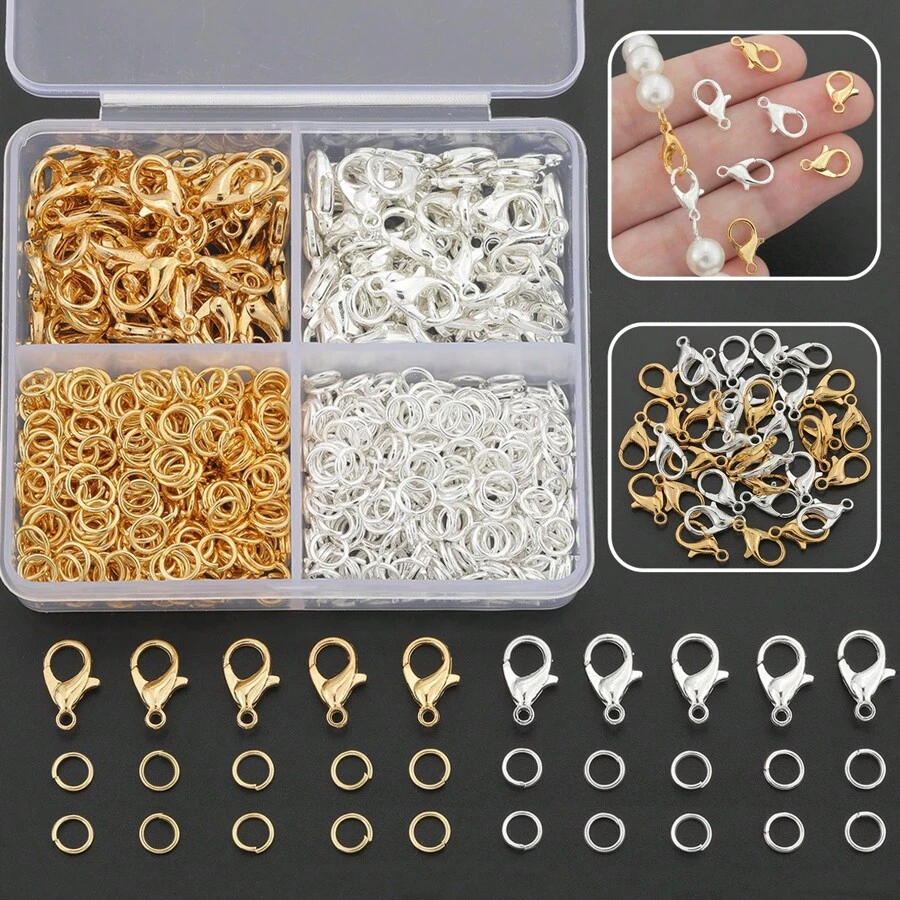 920pcs/Box DIY Jewelry Clasps & Jump Rings Kit, Including 120pcs Alloy Lobster Clasps, 800pcs Jump Rings, For Jewelry, Beaded Crafts, Necklace, Bracelet, Anklet, Earring, Pendant, Chain Connector Accessories