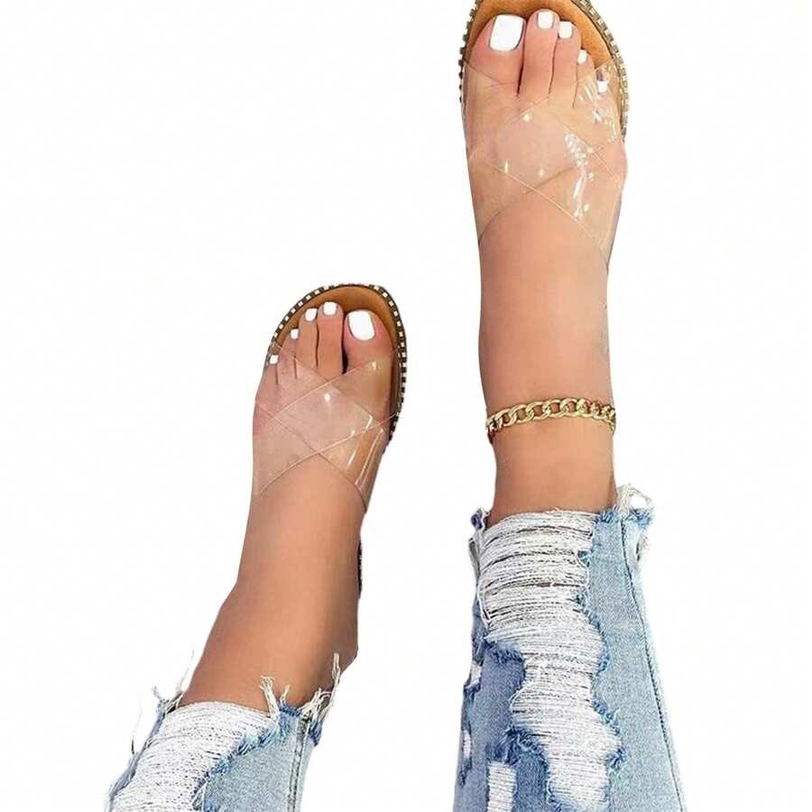 Women Wedge Slippers, Elegant Crossed Non-Slip Sandals Summer Shoes For Casual Daily