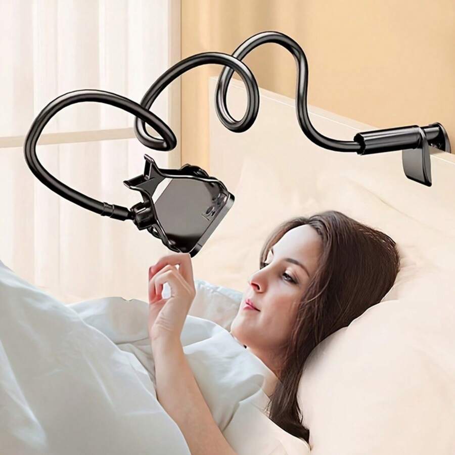 An Adjustable Long Gooseneck Phone Stand - Carbon Steel Lazy Stand, With A 360° Rotatable Clip, Suitable For Watching Videos On The Bed Or Table - No Battery Required Compatible With IPhone, Android Phone, Gift For Birthday, Family, Friends 360 Degree Rotating, Bed Lazy Stand, Phone Holder