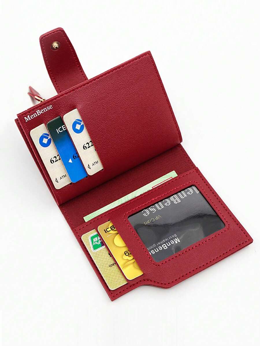Minimalist Short Wallet For Students, Snap Coin Purse, Solid Color Girl Wallet, Card Holder Clutch