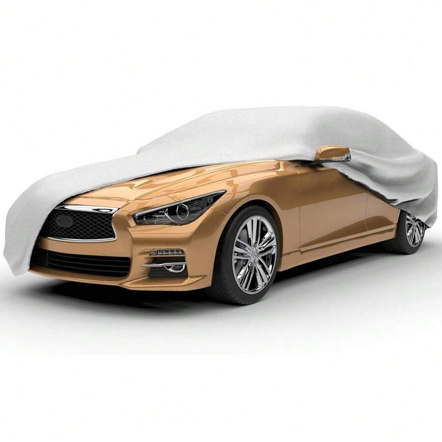 Silver Gray Car Cover, Thick PEVA Material, Dust-Proof, Scratch-Resistant, Breathable, Waterproof All-Weather All-Season Vehicle Protection, Suitable For Sedans, Essential Car Accessory To Protect Your Beloved Car