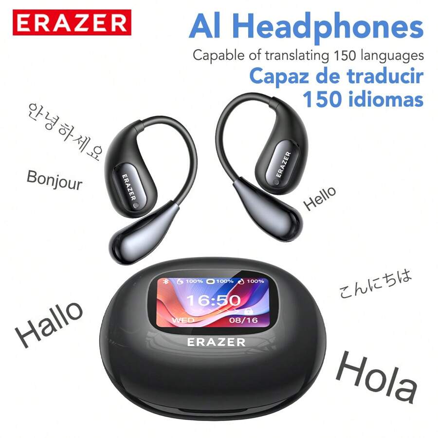 Miniso XP7 OWS Translation Wireless Earbuds AI Real Time Face-To-Face Bidirectional Simultaneous Interpretation Wireless Earphones Support Over 150 Languages Translation Headphones Support Playing Music Phone Calls Headphones Earbuds