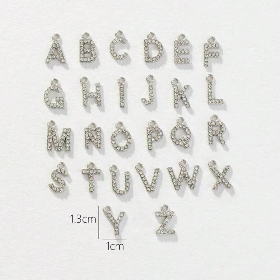 26pcs/Set A-Z Initial Alloy Rhinestone Charm Pendants For Women To DIY Earrings, Necklaces, Jewelry