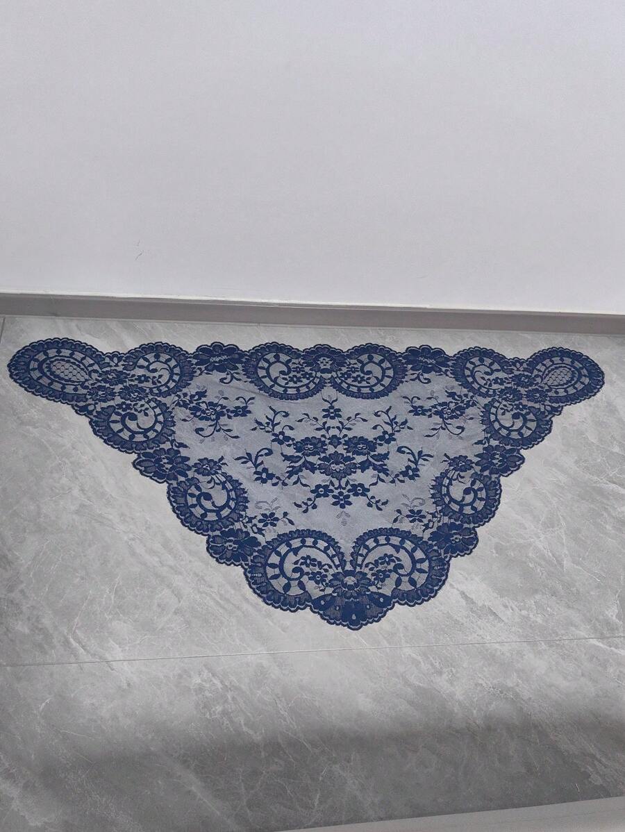 1 pezzo di tessuto con bordo in pizzo, dimensioni 128cm x 58cm, bordo in pizzo blu navy per accessori di abbigliamento, paralumi, tovaglie