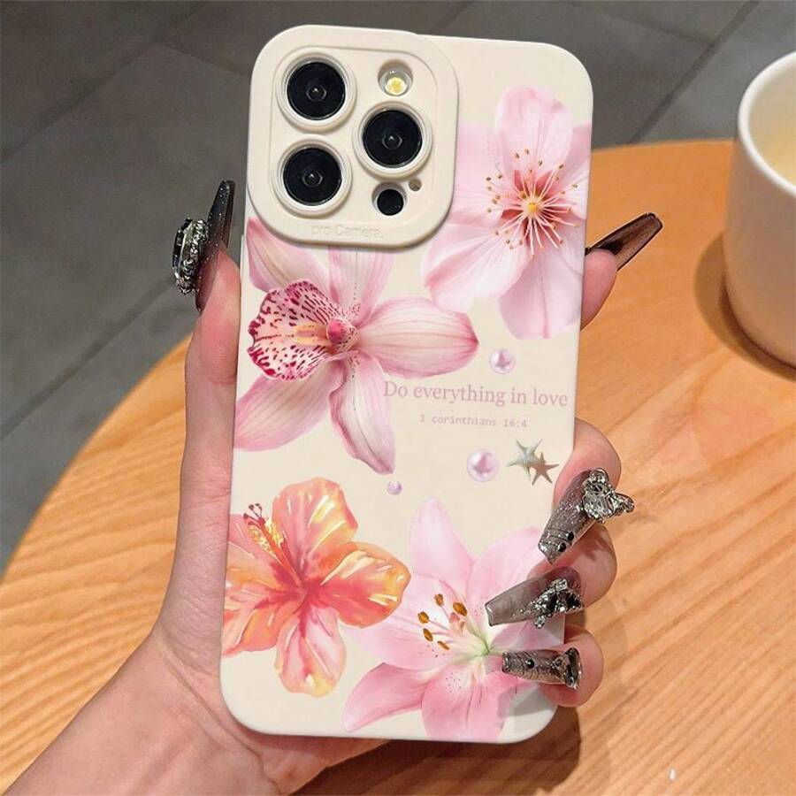 Floral Pattern Phone Case, Anti-Drop Cellphone Protective Case, Shockproof Mobile Phone Accessories Compatible With IPhone Series