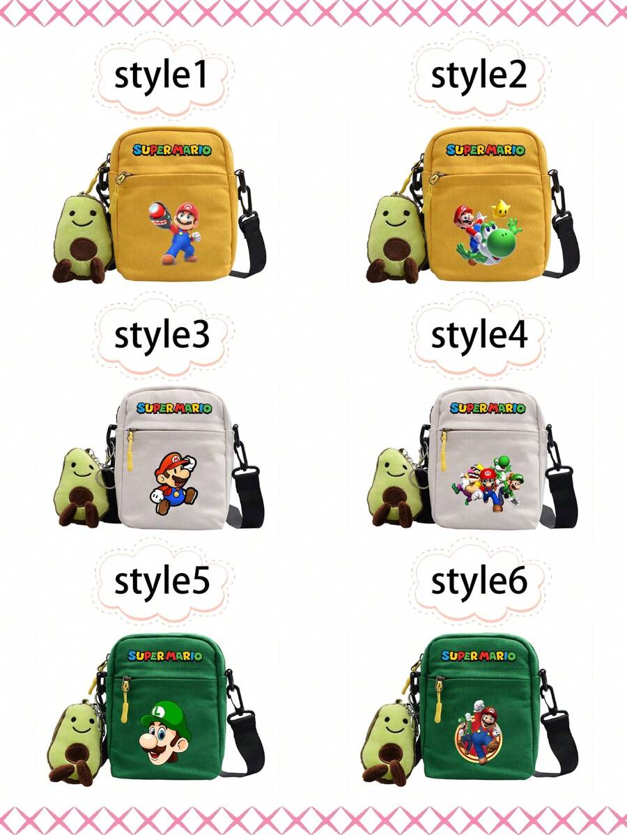 Super Mario Super Mario Super Mario Small Square Bag, Katon Mario Printed Small Square Bag, Multi-Functional And Versatile Crossbody Bag For Campus Students Ladies' Bag, Ladies' Crossshoulder Bag