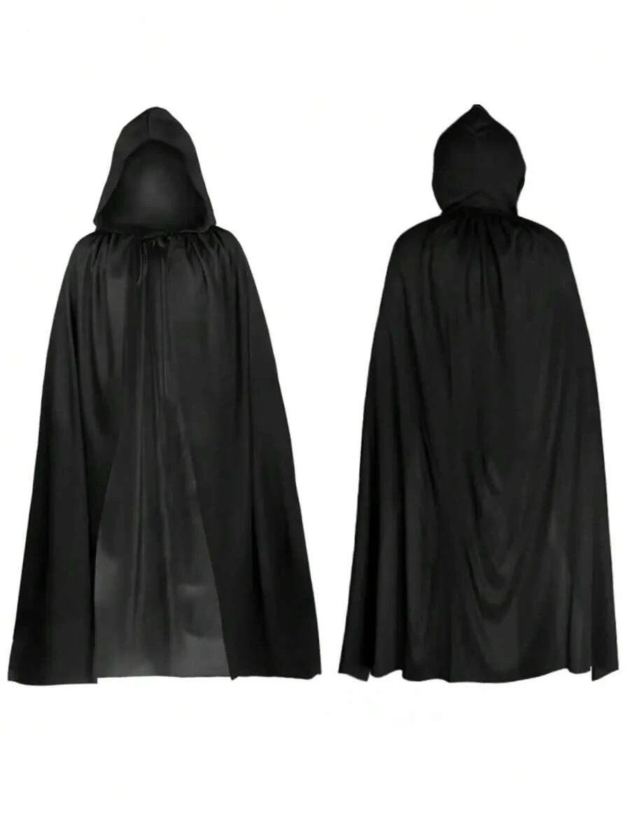1 pezzo di mantello sottile e trasparente in materiale lavorato a maglia, rosso e nero, unisex per adulti, con cappuccio, monolayer, adatto per travestimenti di Ognissanti come strega, demone, vampiro, accessorio costume