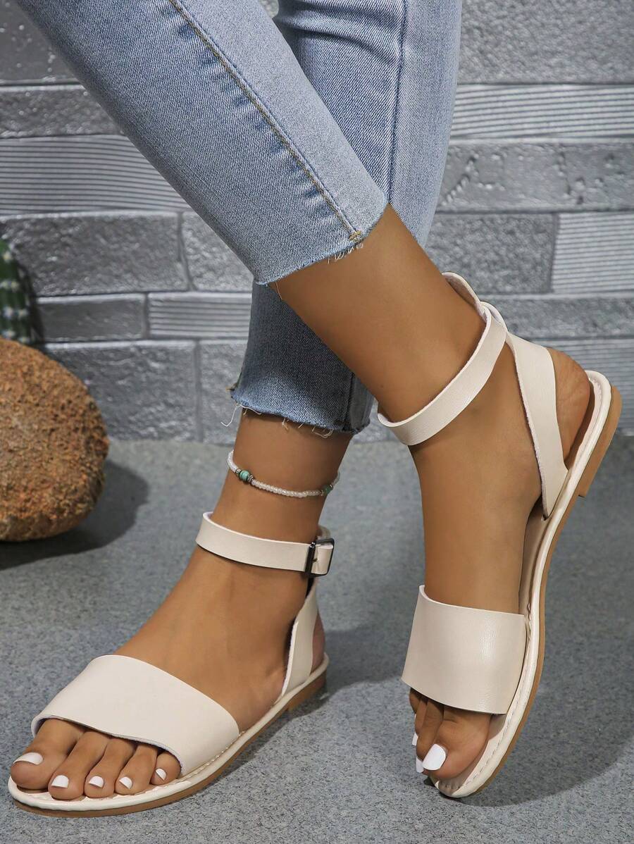 Sandalias planas versátiles, de moda, cómodas y con correa para adolescentes y jóvenes, sandalias planas con correa para la playa