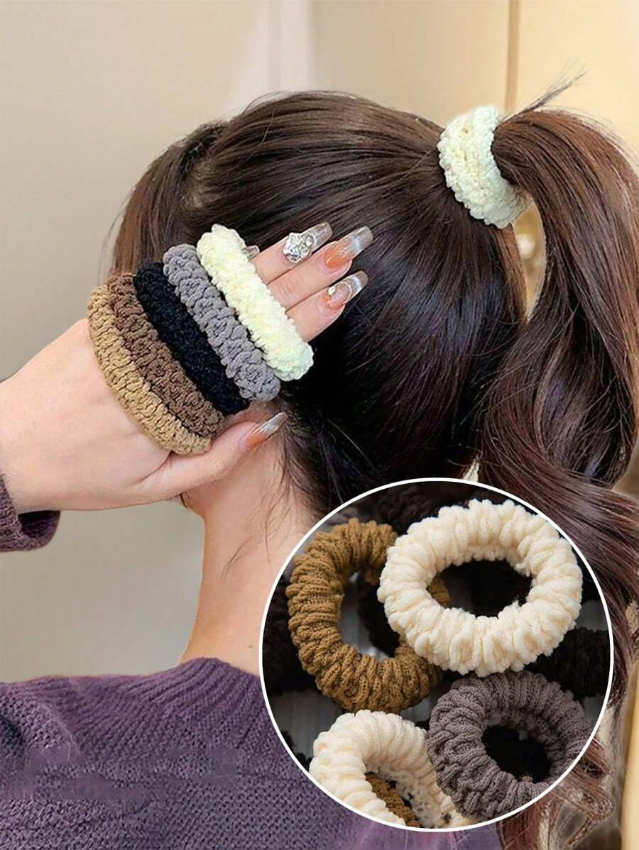 5/10/20 piezas Lazos de pelo extra elásticos y anchos, scrunchies sin arrugas y sin costuras para peinados de coleta, diseño resistente y minimalista