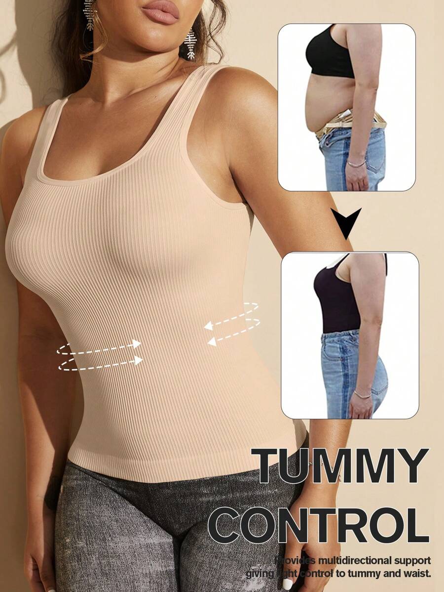 1pc Women Seamless Slimming Waist Shaping Undershirt, White