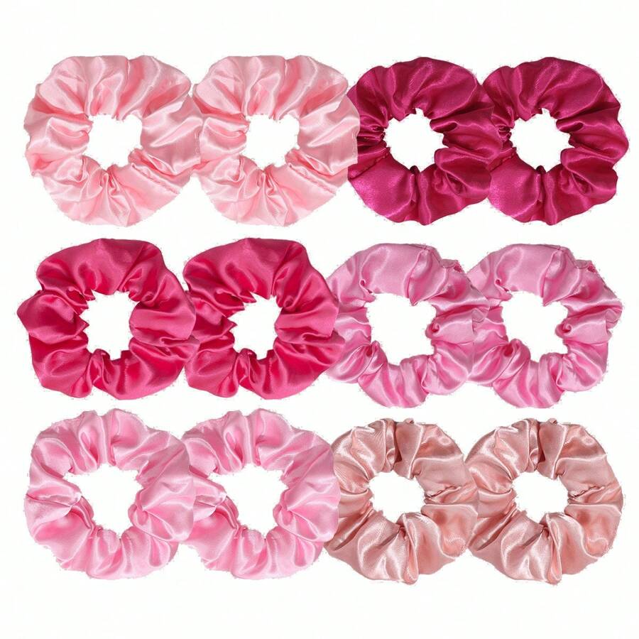 6 Stück / 12 Stück einfache unifarbene Satin Haaraccessoires für Damen, Stoff-Scrunchies Haargummis, unifarbene minimalistische Haarbänder, kleine Geschenke für Partys, Haaraccessoires