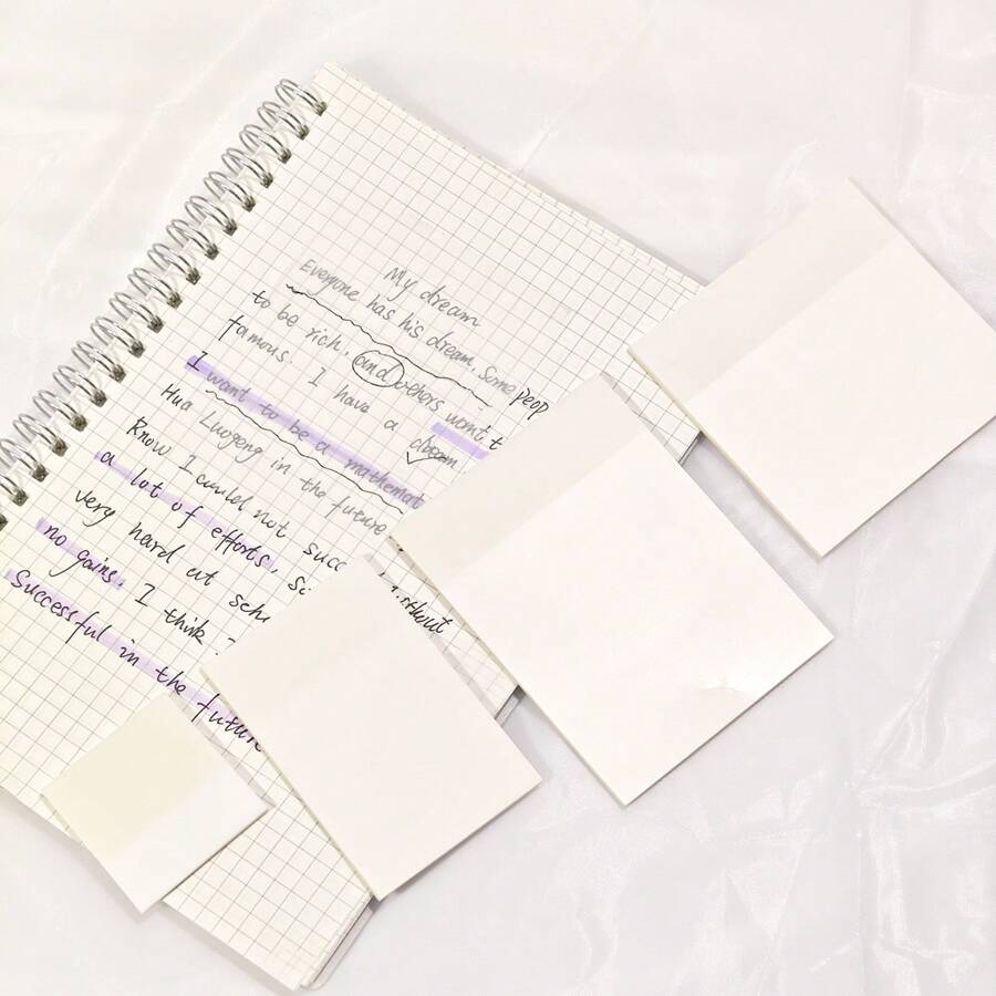 paquete de 4 piezas de notas adhesivas transparentes de PET de tamaños variados, combinación de múltiples tamaños que cubre completamente el uso diario, adecuado para diversos escenarios, útiles escolares, vuelta al cole