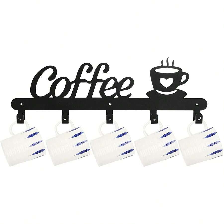 1 Stück Wandmontierter Kaffeetassen Halter, Metall Kaffeetassen Regal für die Wand, Kaffeetassen Regal Wandhaken, Jackenhalter, dieser vielseitige Ständer zeigt nicht nur elegant Ihre Lieblingstassen, sondern hat zusätzliche Haken für Jacken und Accessoires. Perfekt für Küchen, Eingangsbereiche oder überall wo Sie stilvolle Aufbewahrung brauchen.
