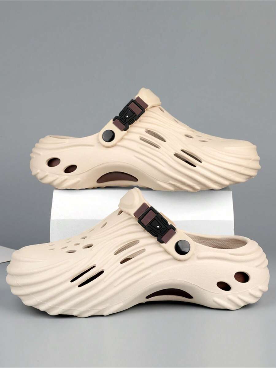 Men's Hole Shoes 2025, New Summer Thick Bottom Increased Height Non-Slip Wear-Resistant Slip-On Soft Bottom Soft Surface Lightweight & Comfortable Men's Sandals, Hollow Out Breathable Soft Comfortable EVA High Elastic Rubber Outdoor Driving Dual-Use Men's Sandals, Versatile Fashion Beach Outdoor Casual Men's Sandals Back To School