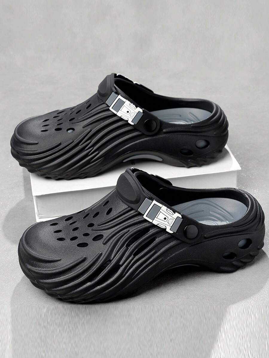 Men's Slip-On Sandals 2025 New Summer Thick Sole Anti-Slip Durable One-Piece Soft Bottom Comfy Men's Slippers, Hollow Breathable Soft Cushioned EVA High Rebound Rubber Outdoor Driving Casual Beach Sandals Back To School