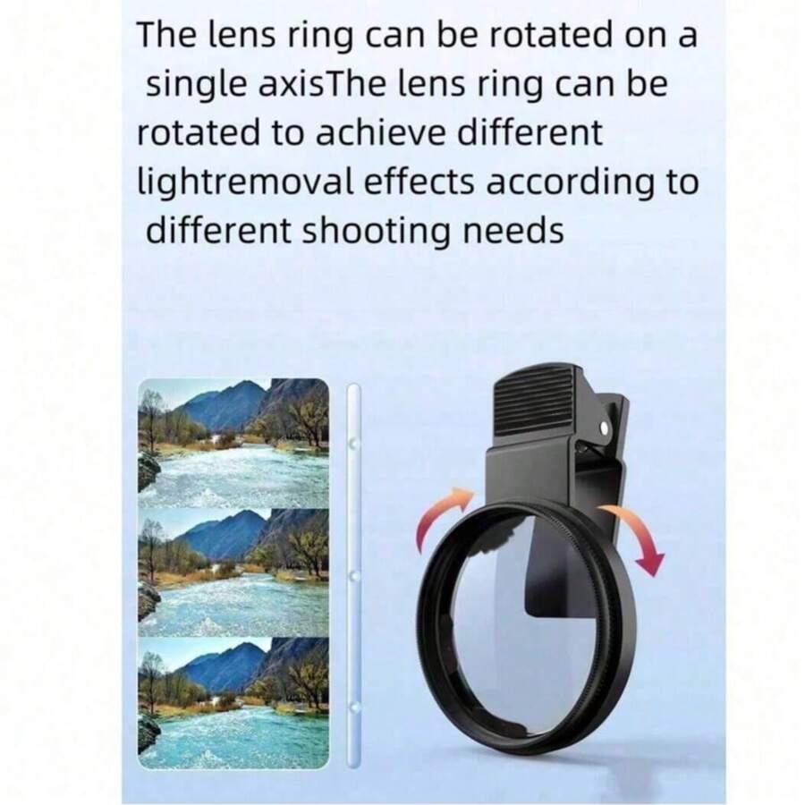 52mm Clip-On Phone Camera Lens Filter Kit, Circular Polarizer Polarizing Filter Compatible With Most Cell Phones, Cell Phone Lens Polarizing Filter For Iphone