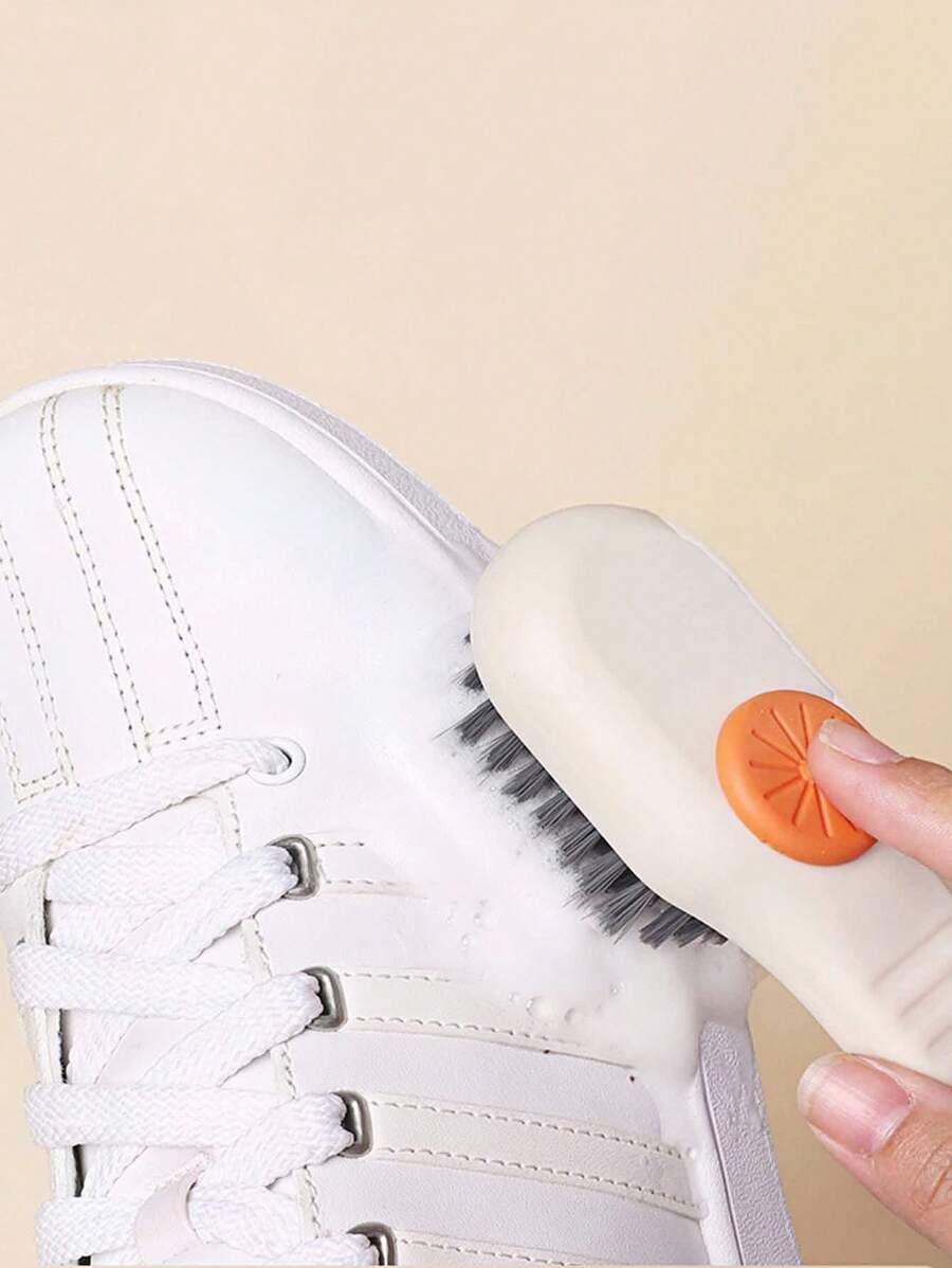 Home Multifunctional Liquid Added Shoe Brush, Simple Press Type Clothing Cleaning Brush, Automatic Liquid Washing Shoe Brush, Soft Bristle Shoe Brush - Multifunctional, Smooth, And Harmless Cleaning For Home Laundry! Easy To Clean Multifunctional Shoe Brush With Plastic And Integrated Soap Dispenser