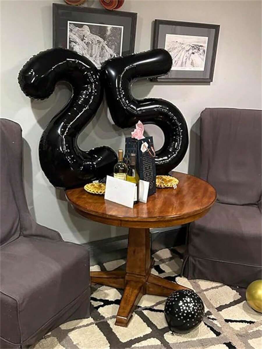40 pulgadas Globos de aluminio jumbo negros con números del 0 al 9, decoraciones de fiesta reutilizables con 1 accesorio de globo gratis, adecuado para cumpleaños, aniversarios, ocasiones especiales, decoración de fiesta, decoración de habitación, accesorio de fotografía