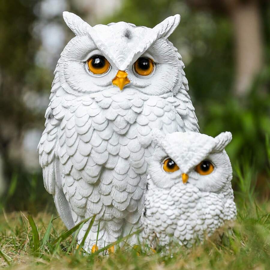 Charming Decor, Hand-Painted Resin Owl Statue - Bird Repellent For Garden, Lawn & Patio Decor Perfect Gift For Owl Enthusiasts