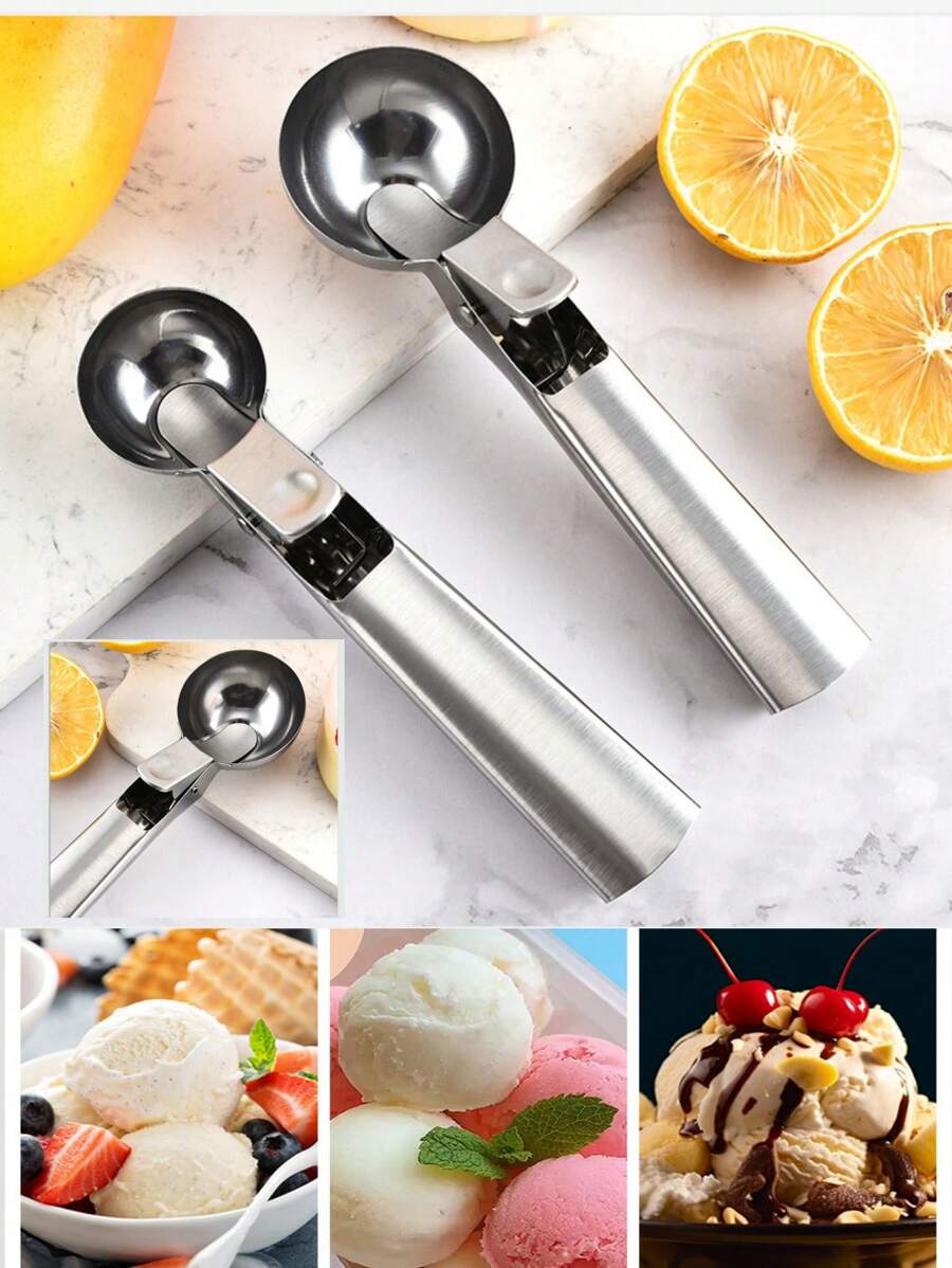 Stainless Steel Ice Cream Scoop Creative Ice Cream Baller Rebound Ice Cream Scoop Fruit Baller Tool
