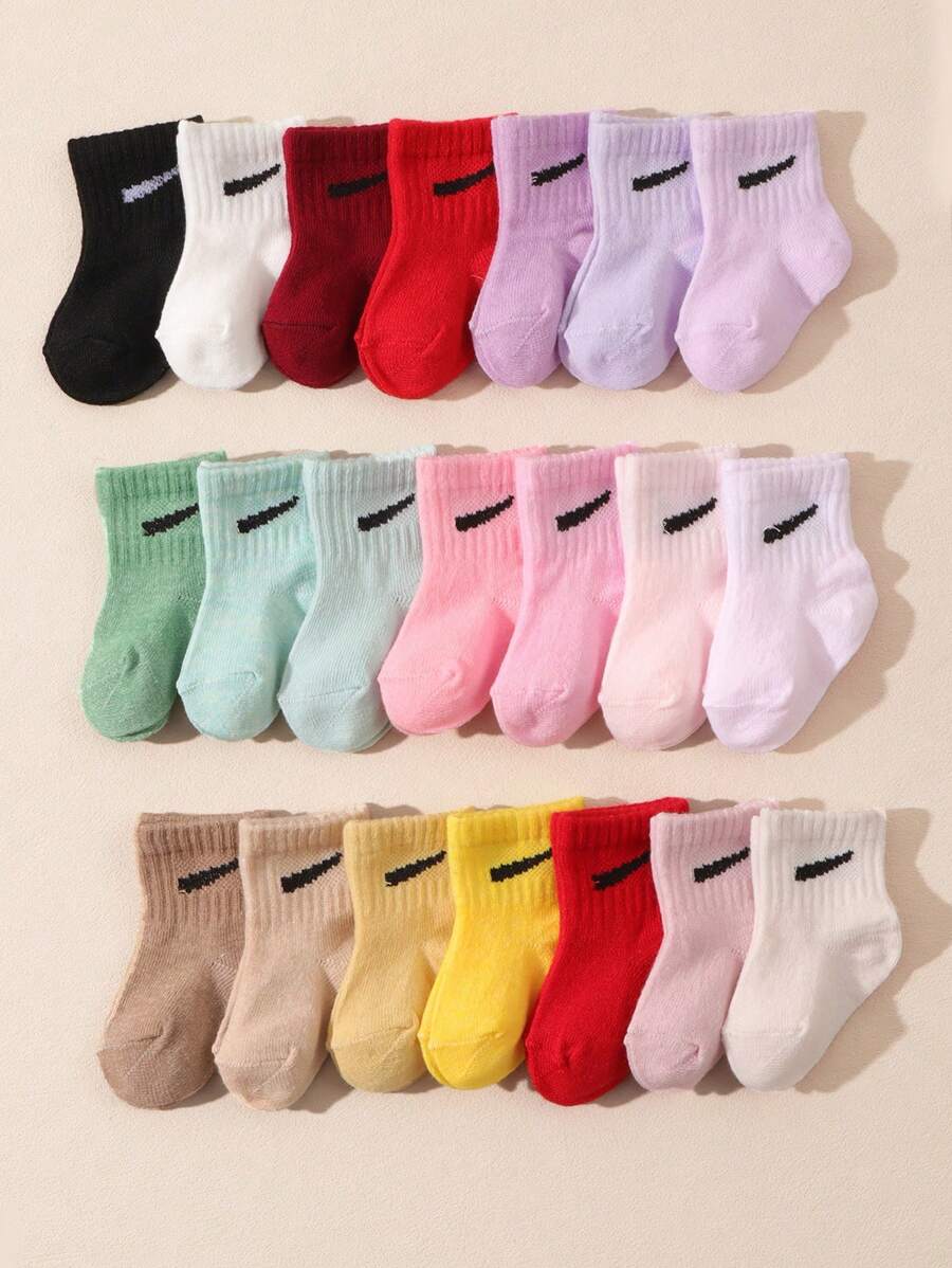 10 Pairs/Set Infant Toddler Random Candy Colors Casual Elastic Mid-Calf Socks, Summer