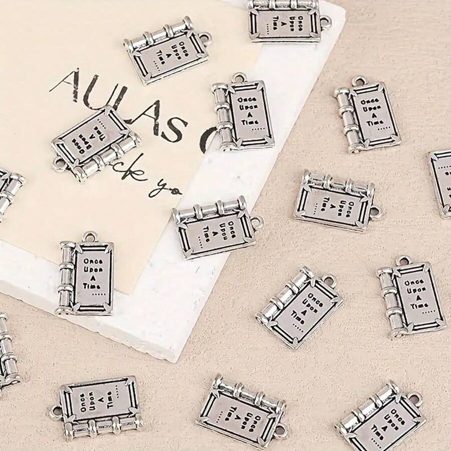 Accesorio de 12x18mm y 1.7g, colgante con forma de libro de cuentos "Érase una vez" para uso diario